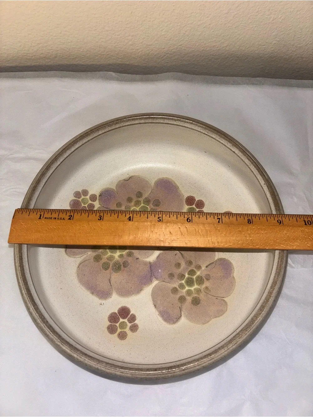 Denby Made in England  Floral Ceramic Casserole Dish with Pink and Green Motif